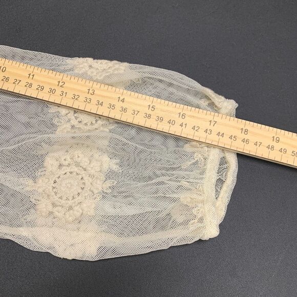 XCVI Womens Mesh Floral Tunic Embroidered Sheer Beige Boho Fairy Cottage Core - Picture 12 of 13